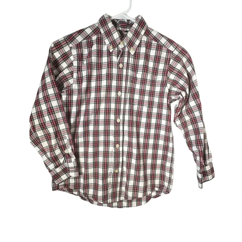 The Children's‎ Place Boys Plaid Button Down Shirt Long Sleeve Size 7/8 Cotton